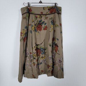 CAbi Womens Floral Print Turnberry Maggie Skirt Midi Size 10 Brown $639 New $98
